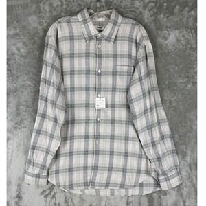 Tres Bien Mens Plaid Button Down Shirt Long Sleeve 100% Cotton Size 48